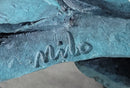 Abstract Horse Head Bust Bronze Sculpture Blue Green Patina