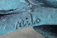 Abstract Horse Head Bust Bronze Sculpture Blue Green Patina
