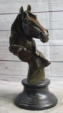 Necking Horses Bronze Bust Equestrian Art Signed