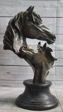Necking Horses Bronze Bust Equestrian Art Signed