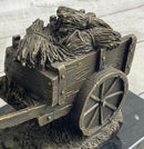 Signed Original Working Horse with Carriage Bronze Sculpture