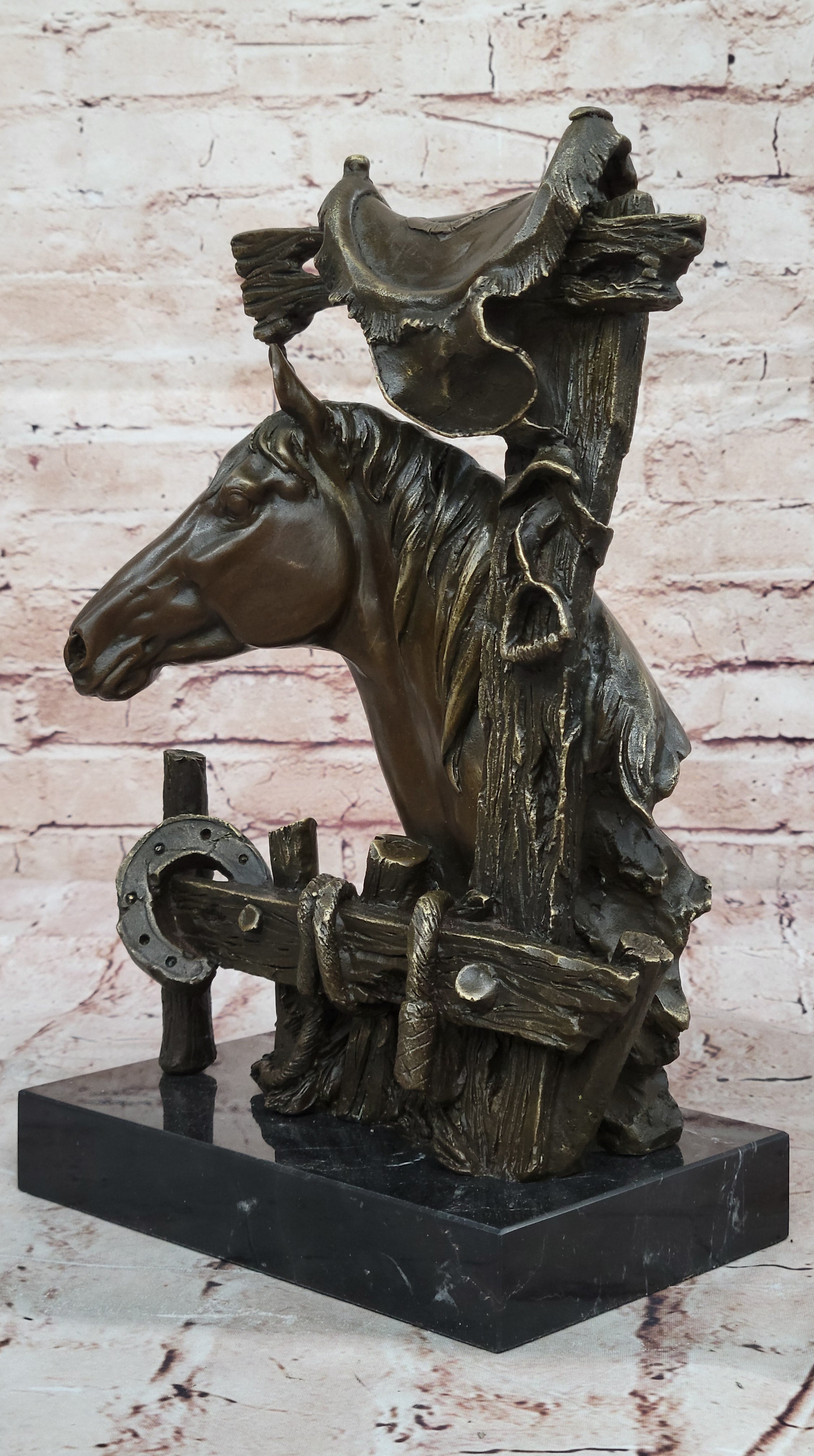 Lost Wax Bronze Bust of Horse in Stables by Milo