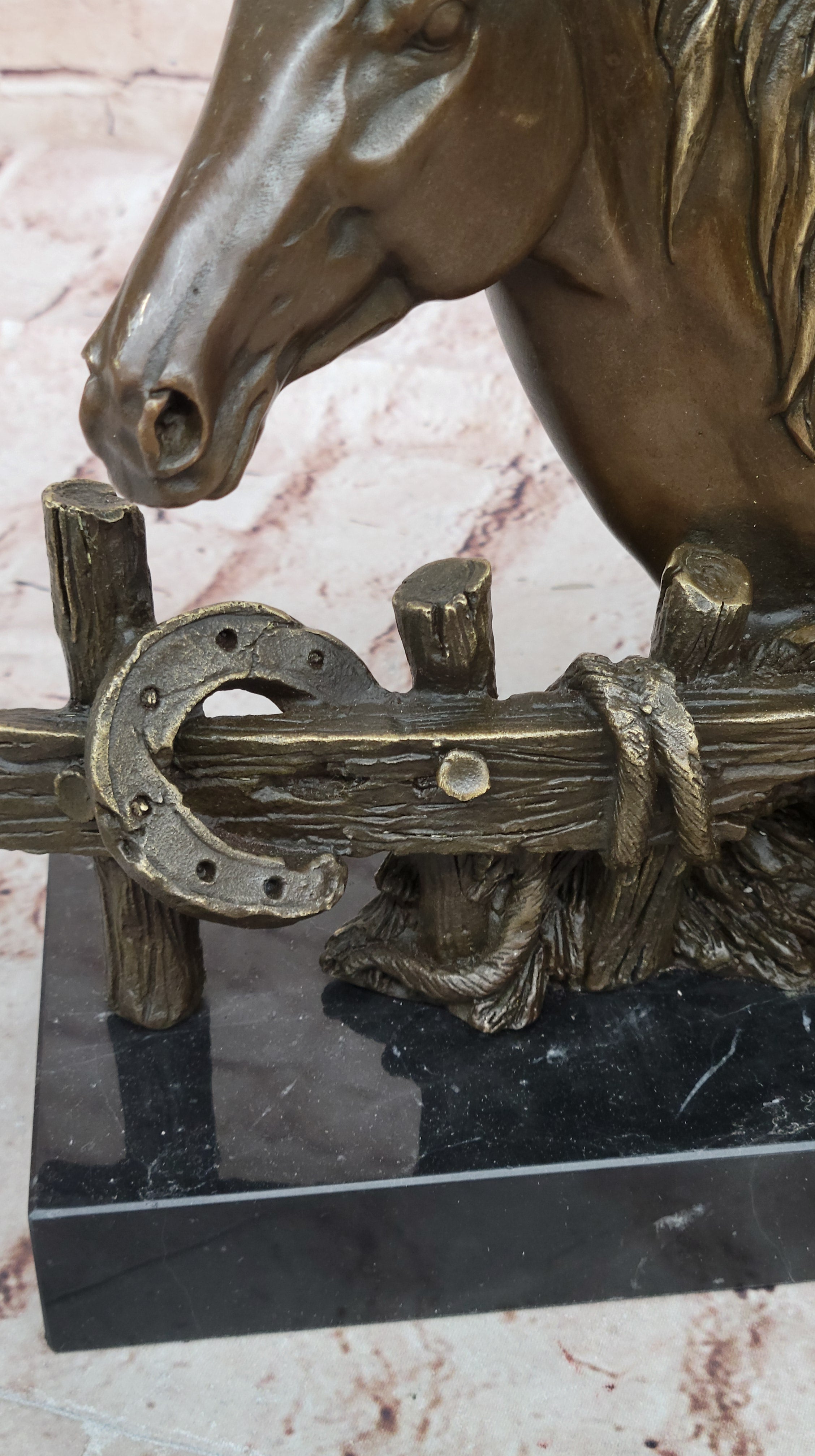 Lost Wax Bronze Bust of Horse in Stables by Milo