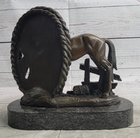 Horses Foal Equestrian Bronze Metal Sculpture Signed Art