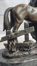 Horses Foal Equestrian Bronze Metal Sculpture Signed Art
