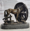 Horses Foal Equestrian Bronze Metal Sculpture Signed Art