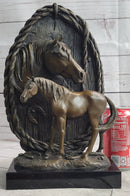 Mare & Foal Bronze Sculpture on Marble Base