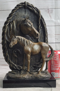 Mare & Foal Bronze Sculpture on Marble Base