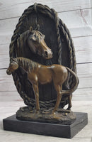 Mare & Foal Bronze Sculpture on Marble Base