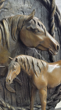 Mare & Foal Bronze Sculpture on Marble Base
