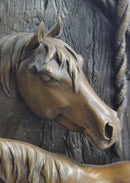 Mare & Foal Bronze Sculpture on Marble Base