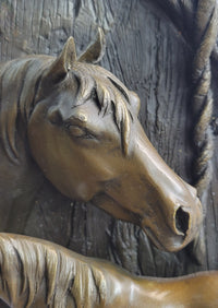Mare & Foal Bronze Sculpture on Marble Base