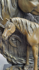 Mare & Foal Bronze Sculpture on Marble Base