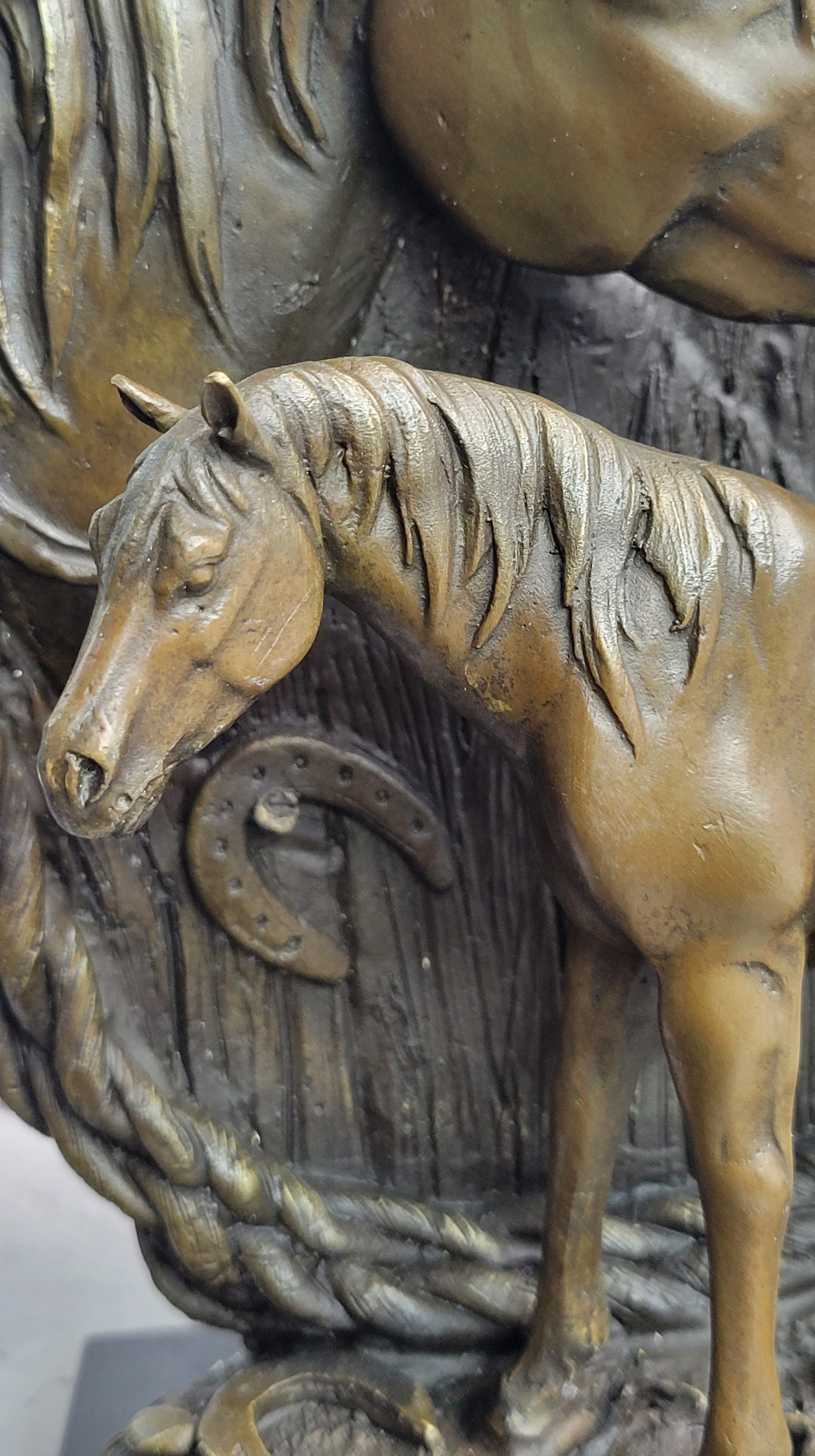 Mare & Foal Bronze Sculpture on Marble Base
