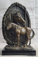 Mare & Foal Bronze Sculpture on Marble Base