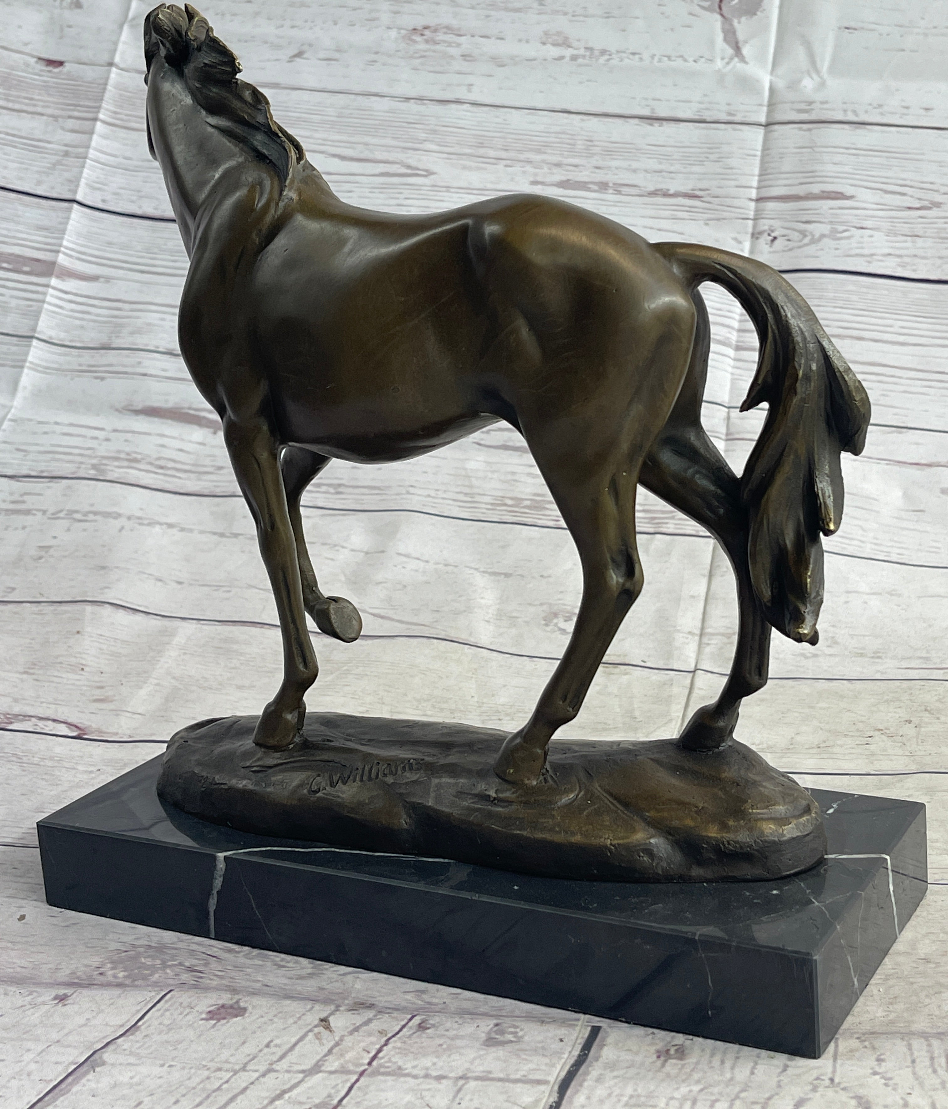 Large Arabian Horse Bronze Sculpture By Williams
