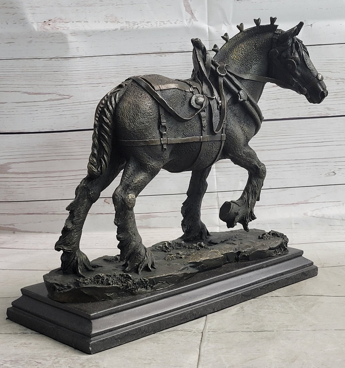 Budweiser Clydesdale Bronze Sculpture on Marble Base