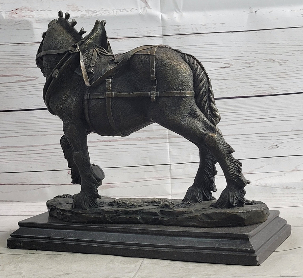Budweiser Clydesdale Bronze Sculpture on Marble Base