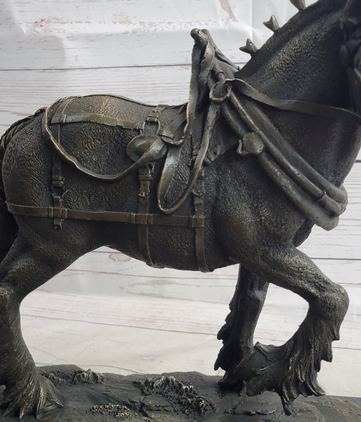 Budweiser Clydesdale Bronze Sculpture on Marble Base