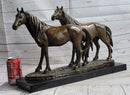 Two Horses Bronze Sculpture after PJ Mene on Marble Base