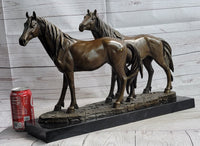 Two Horses Bronze Sculpture after PJ Mene on Marble Base