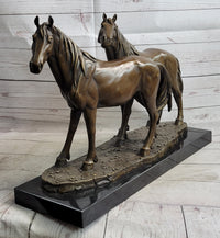 Two Horses Bronze Sculpture after PJ Mene on Marble Base