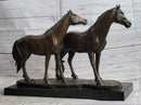 Two Horses Bronze Sculpture after PJ Mene on Marble Base