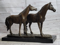 Two Horses Bronze Sculpture after PJ Mene on Marble Base