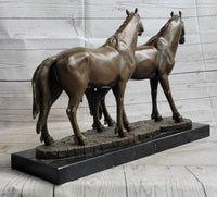 Two Horses Bronze Sculpture after PJ Mene on Marble Base