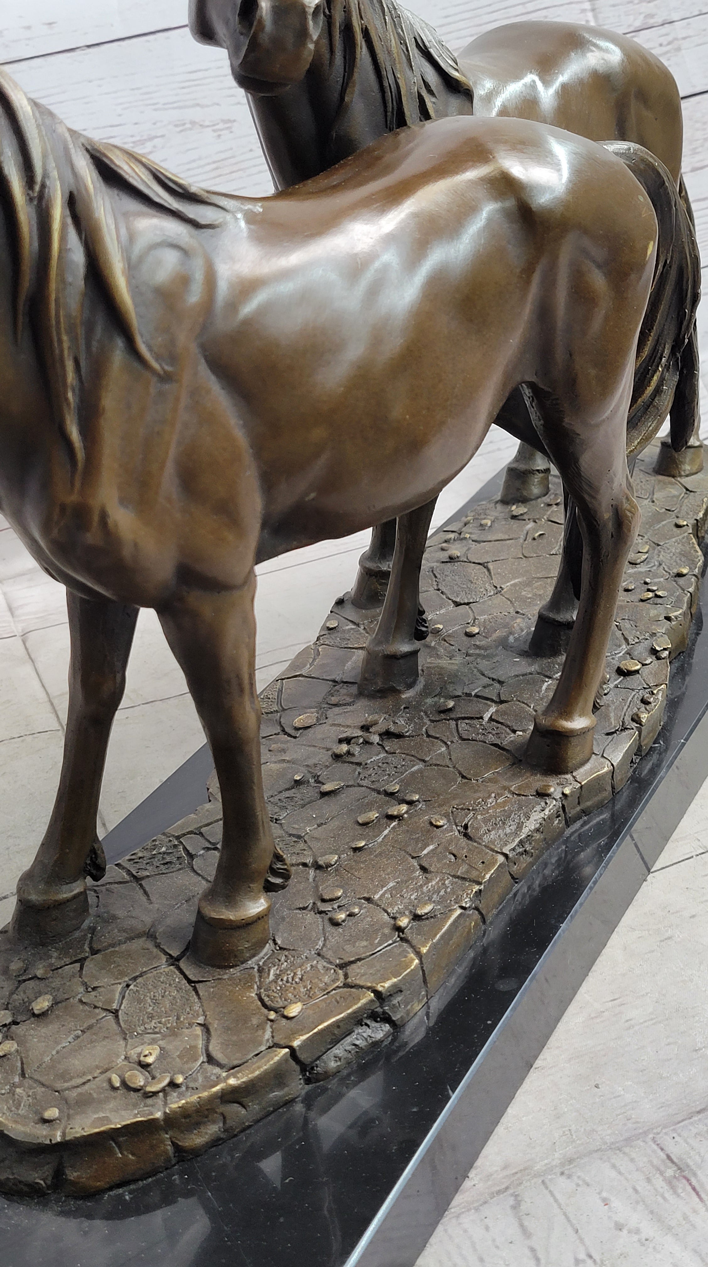 Two Horses Bronze Sculpture after PJ Mene on Marble Base