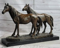 Two Horses Bronze Sculpture after PJ Mene on Marble Base