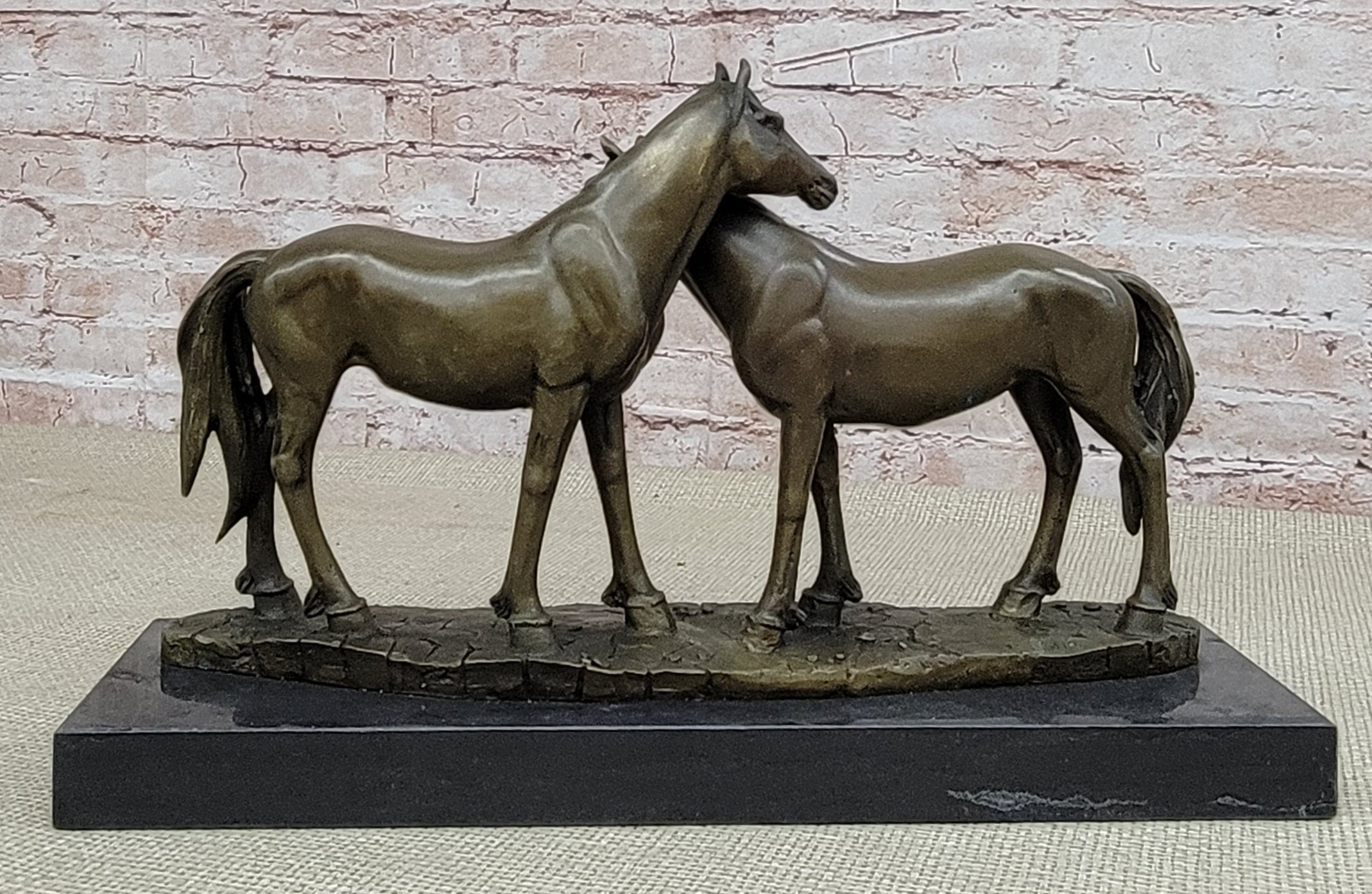 Necking Horses Bronze Sculpture Equestrian Barn Stables