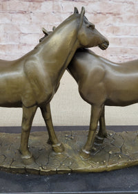 Necking Horses Bronze Sculpture Equestrian Barn Stables