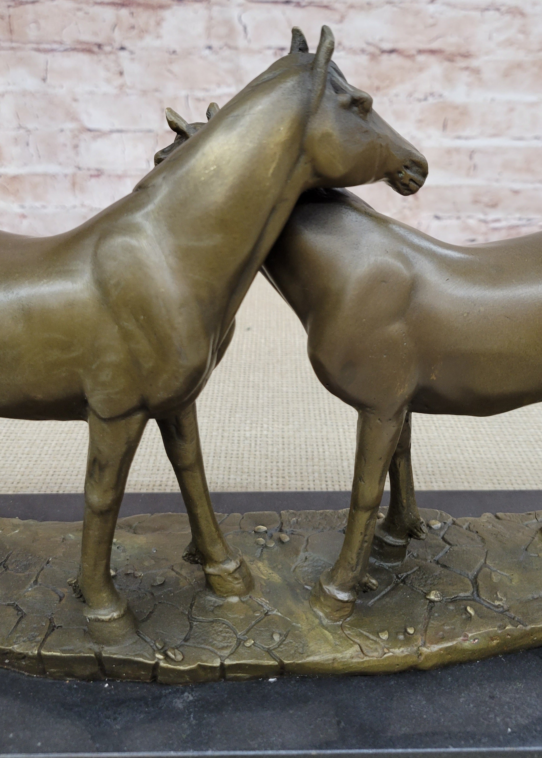 Necking Horses Bronze Sculpture Equestrian Barn Stables