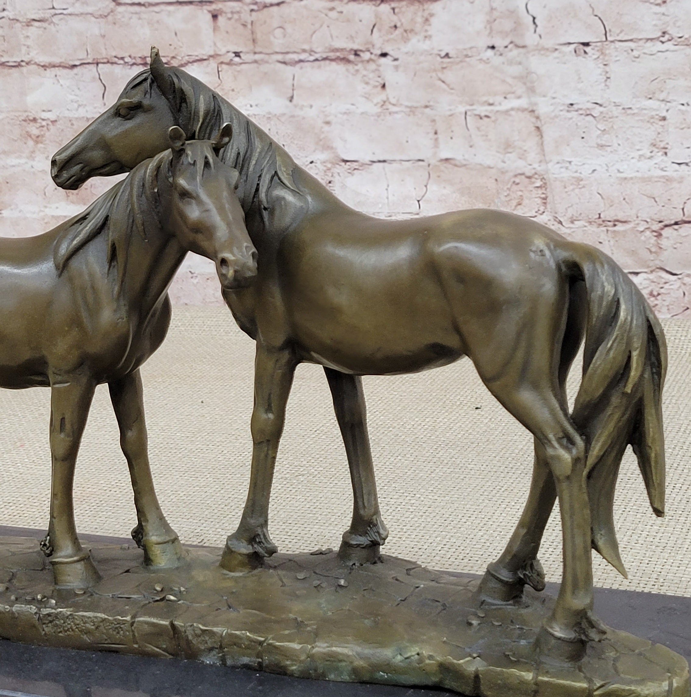 Necking Horses Bronze Sculpture Equestrian Barn Stables