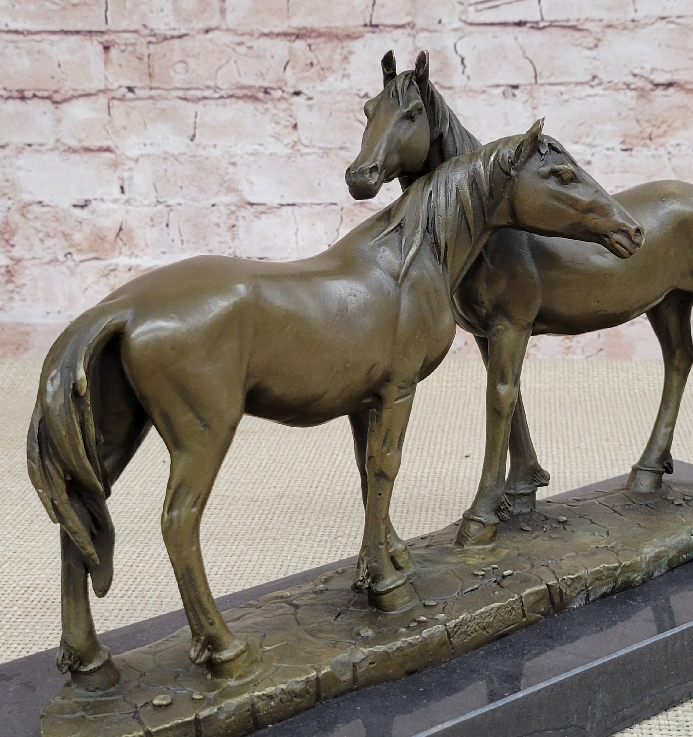 Necking Horses Bronze Sculpture Equestrian Barn Stables