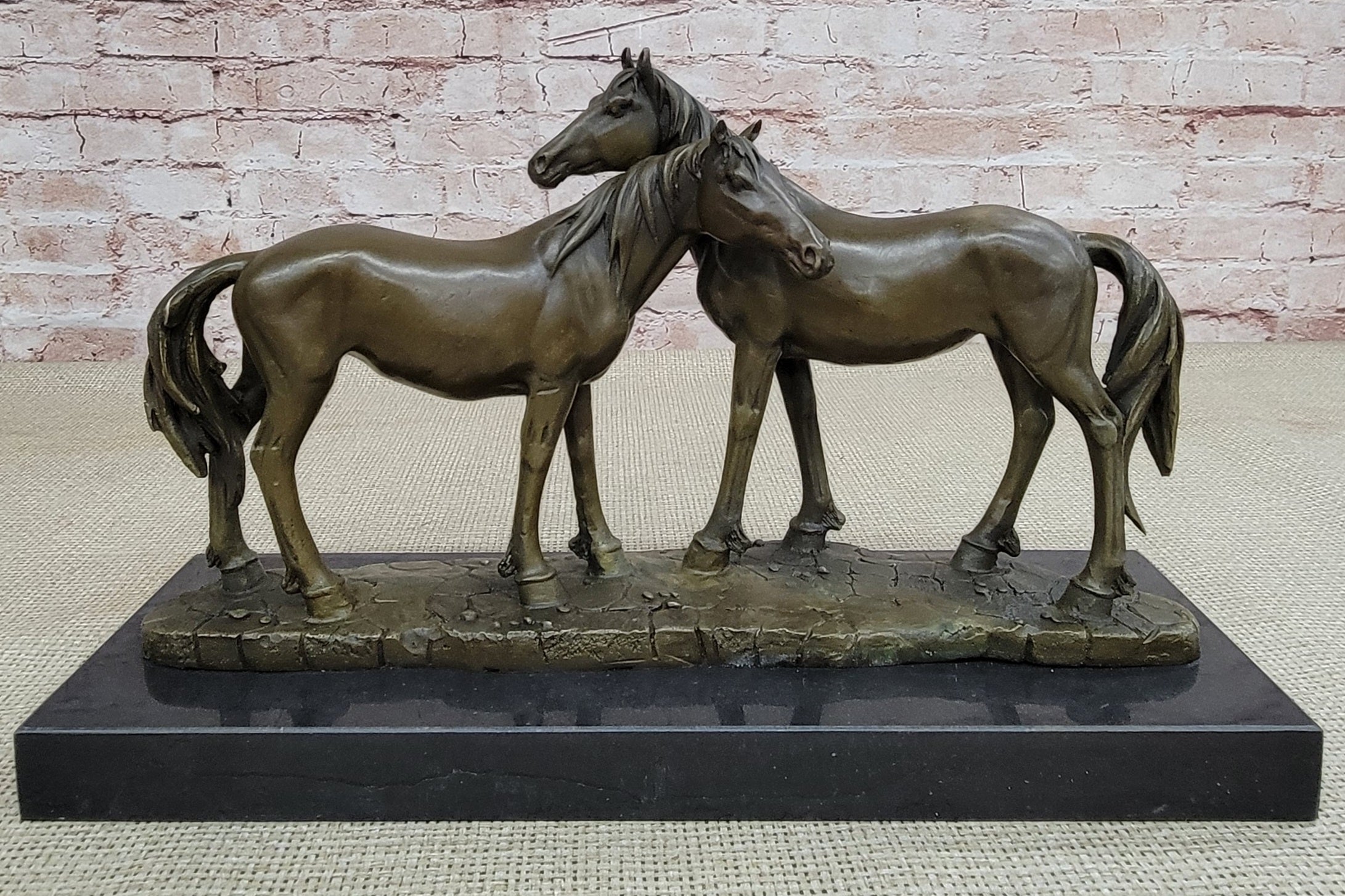 Necking Horses Bronze Sculpture Equestrian Barn Stables