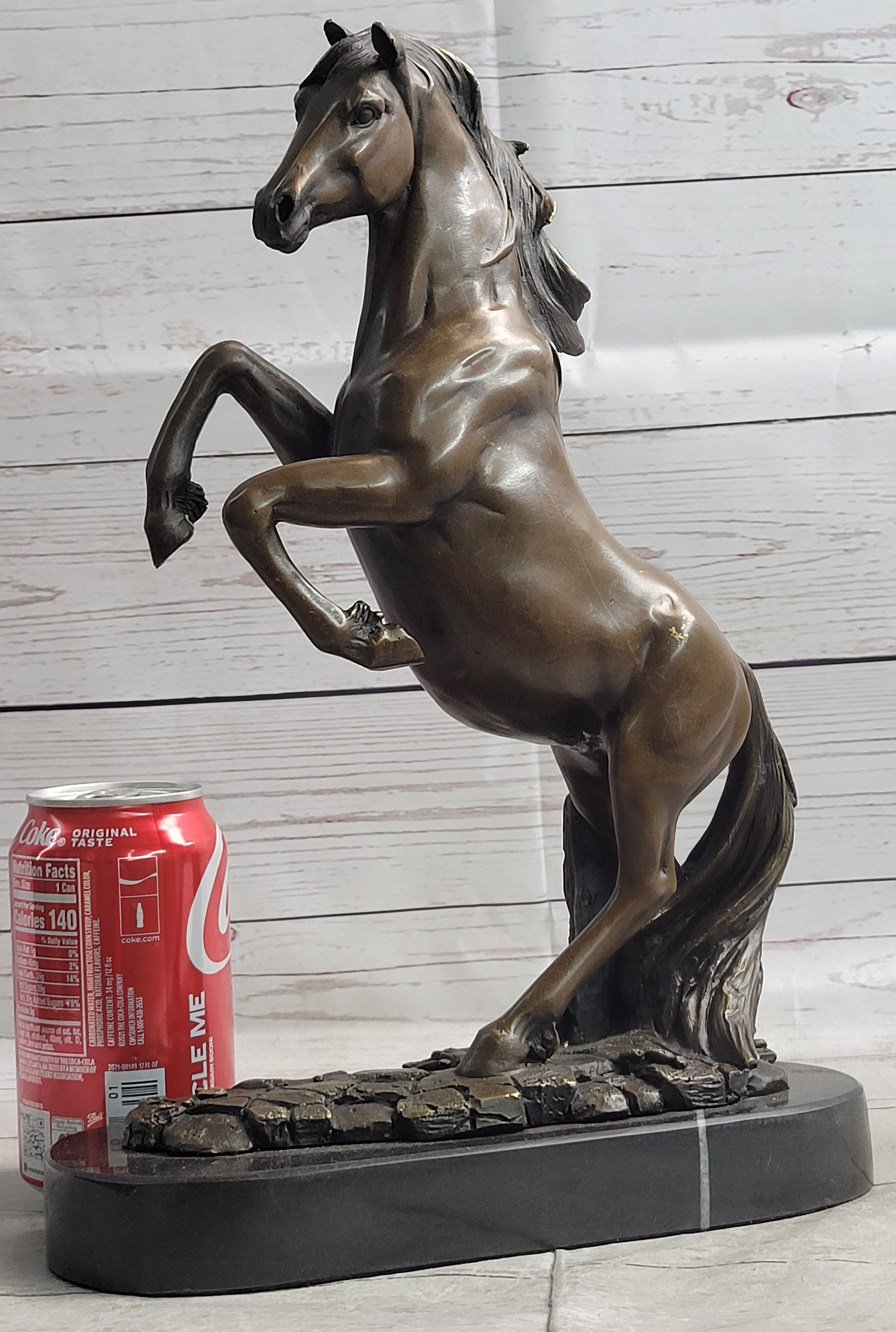 Rearing Horse Bronze Metal Sculpture Equestrian Art Signed
