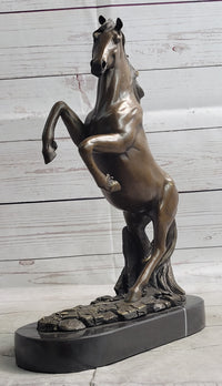 Rearing Horse Bronze Metal Sculpture Equestrian Art Signed