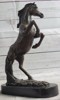 Rearing Horse Bronze Metal Sculpture Equestrian Art Signed