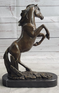 Rearing Horse Bronze Metal Sculpture Equestrian Art Signed