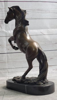 Rearing Horse Bronze Metal Sculpture Equestrian Art Signed