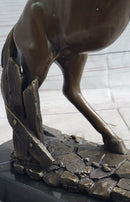 Rearing Horse Bronze Metal Sculpture Equestrian Art Signed