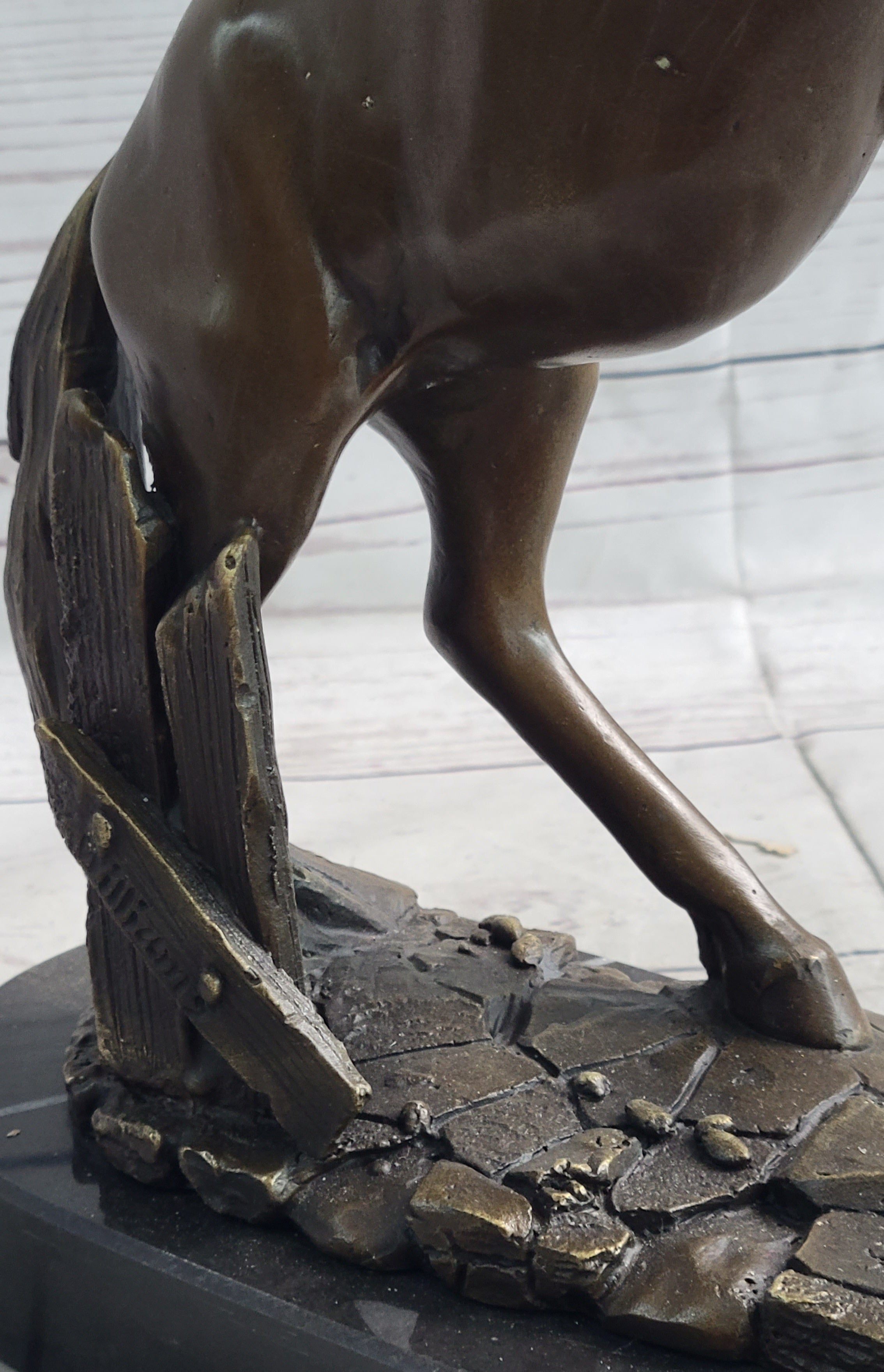 Rearing Horse Bronze Metal Sculpture Equestrian Art Signed
