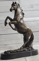 Rearing Horse Bronze Metal Sculpture Equestrian Art Signed
