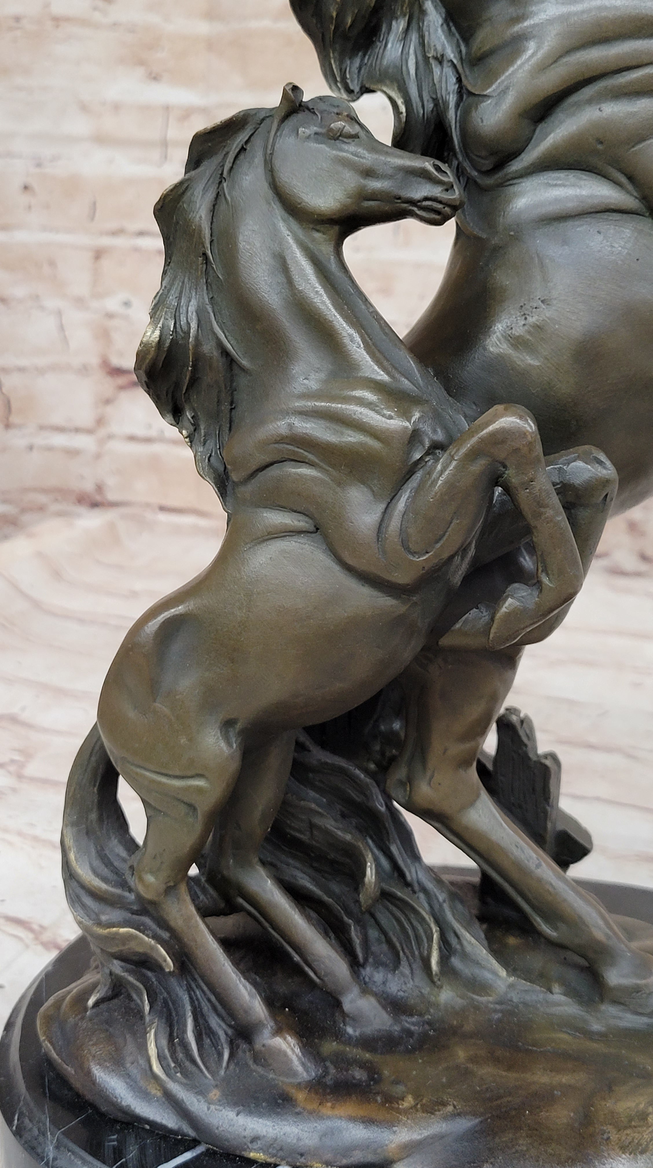 Adult and Baby Horse Pony Dual Rearing Bronze Sculpture