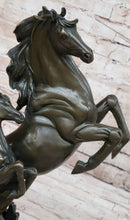 Adult and Baby Horse Pony Dual Rearing Bronze Sculpture