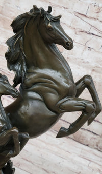Adult and Baby Horse Pony Dual Rearing Bronze Sculpture