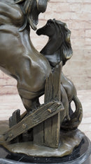 Adult and Baby Horse Pony Dual Rearing Bronze Sculpture