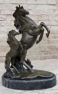 Adult and Baby Horse Pony Dual Rearing Bronze Sculpture